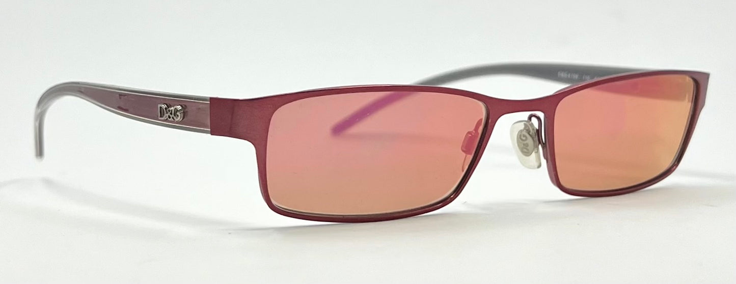 D&G 4159 Y2K Vintage Geometric Narrow Sunglasses Italy Red 51-17