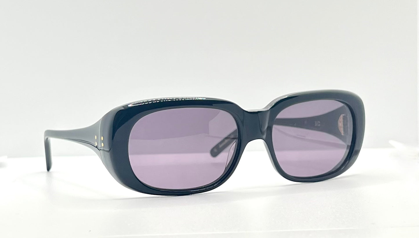CYNTHIA BENJAMIN “SID” Handmade Sunglasses – Deep Navy Acetate with Violet Lenses – Brand New Full Kit