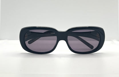 CYNTHIA BENJAMIN “SID” Handmade Sunglasses – Deep Navy Acetate with Violet Lenses – Brand New Full Kit