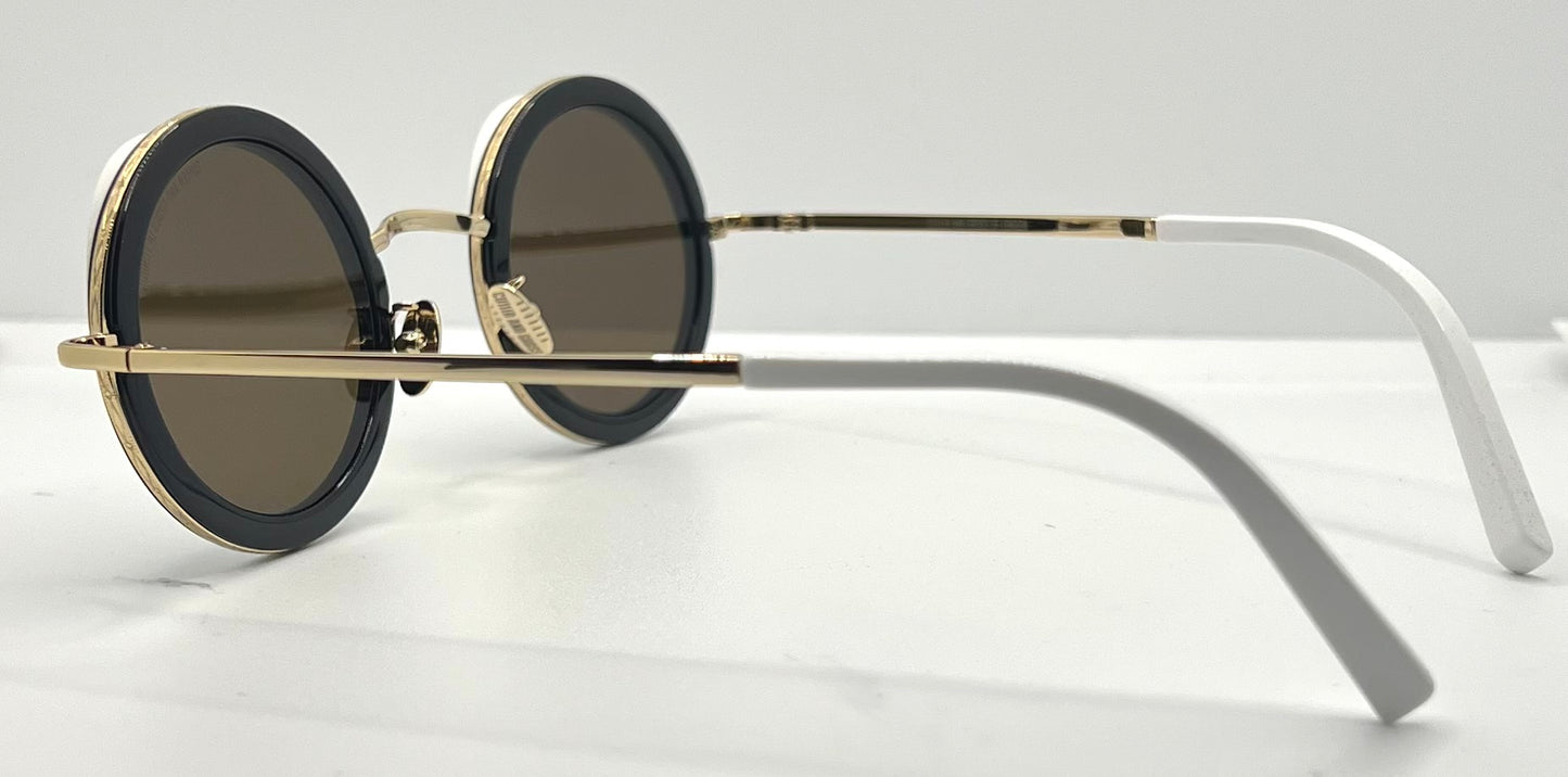 Cutler and Gross 1277 Round Sunglasses Gold|Black|White-New|Unworn-Full Kit-44mm