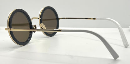 Cutler and Gross 1277 Round Sunglasses Gold|Black|White-New|Unworn-Full Kit-44mm