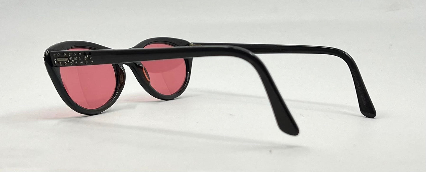 LIBERTY USA Vintage Cat Eye Sunglasses-New Rose Tinted Custom Lenses 1950s
