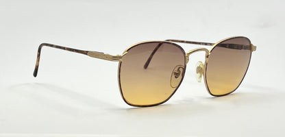 Byblos 543 Vintage Gold Tortoise Sunglasses-New Espresso/Amber Fade Custom Lenses