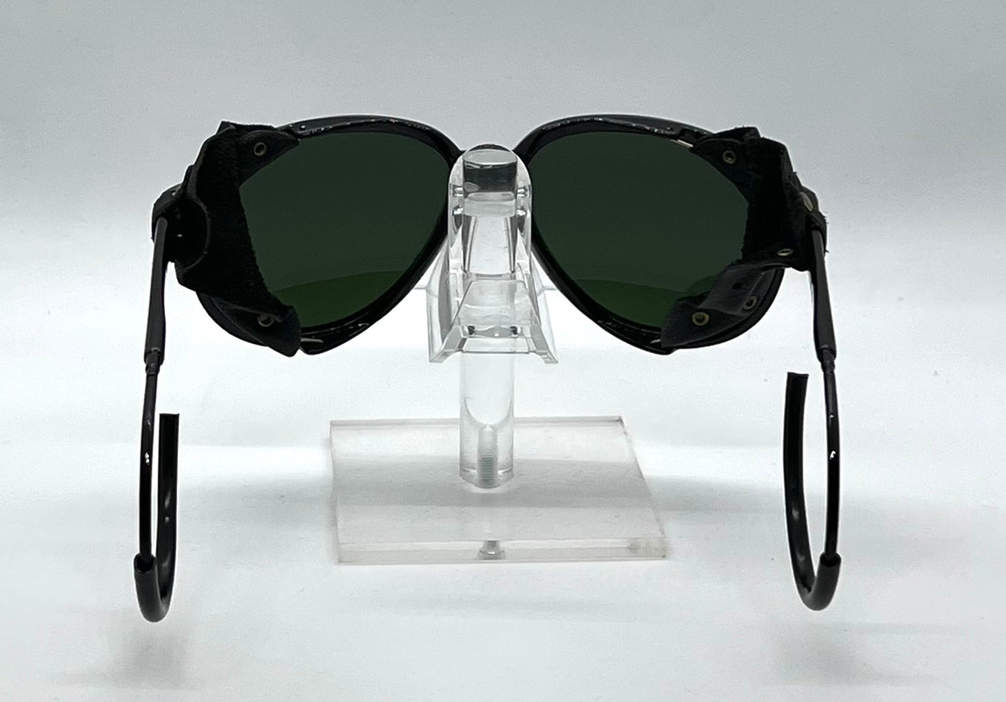 Japan Glacier Vintage Sunglasses-Deadstock Glass Lens Leather Side Shields