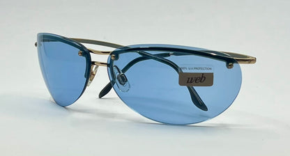 Web 3004 Y2K Vintage Sunglasses-Italy Deadstock-Blue Lenses/Semi-Rimless 68mm