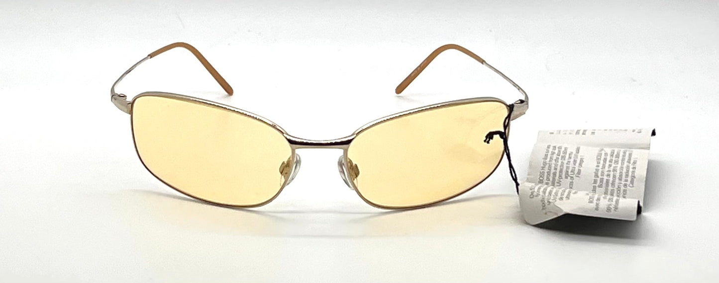 Hugo Boss Hb5774 Titanium Aviator Sunglasses Amber Lens Deadstock Japan