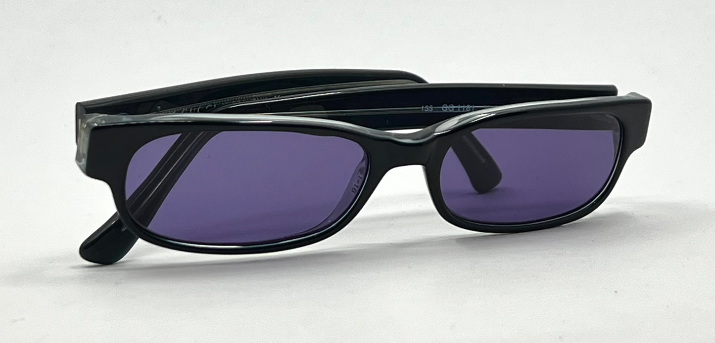 Gucci GG1181 M4X Y2K Vintage Sunglasses/Deadstock-New Solid Purple Custom Lenses-Italy