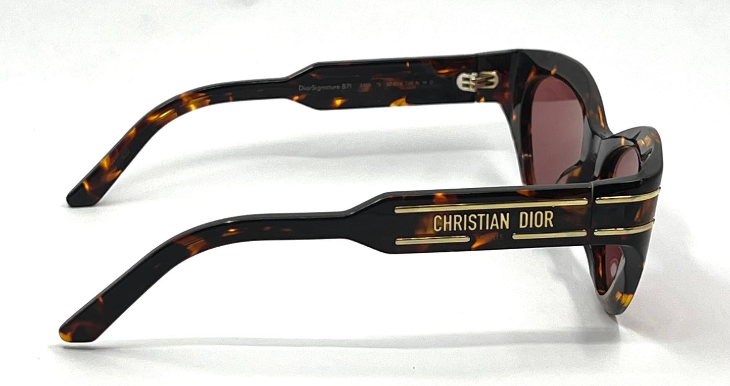 Christian Dior Dior Signature B7I Havana Tortoise Cat Eye Sunglasses Italy