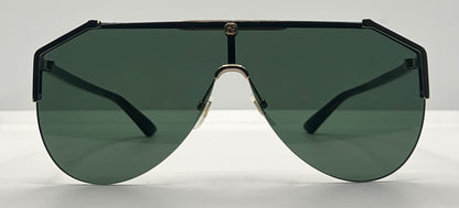 Gucci Gg0584S 002 Gold Green Shield Sunglasses Tortoise Temples – Full Kit