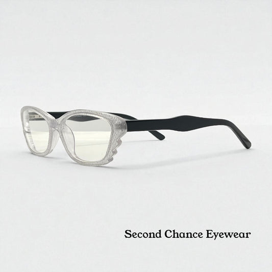 Menizzi Ma3026 Col.01 Eyeglasses – Clear Textured | Black Temples – 50Mm