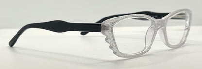 Menizzi Ma3026 Col.01 Eyeglasses – Clear Textured | Black Temples – 50Mm