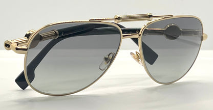 Versace 2236 1002|11 Gold Black Aviator Sunglasses Grey Gradient Made In Italy Nos