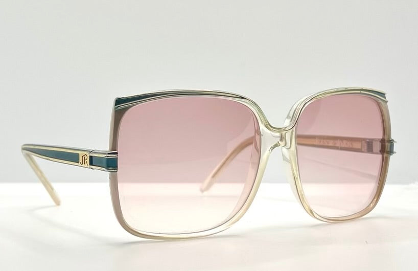 Jean De Paris 674|2 Vintage Sunglasses-Clear Frame Pink Lenses-France Nos