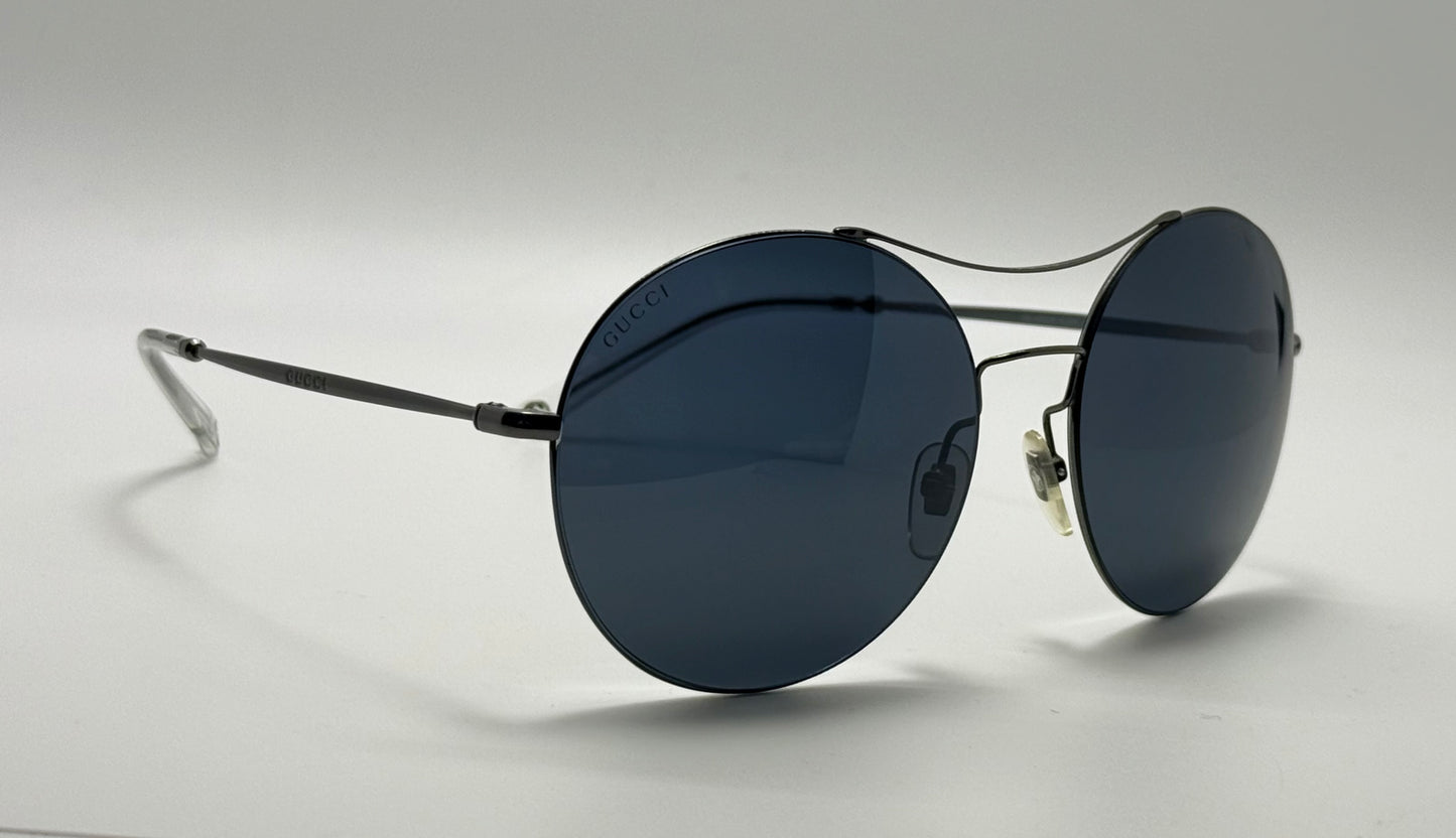 Gucci Gg 4252|S Kj14X Round Sunglasses-58Mm Matte Black-Blue Lens-Italy