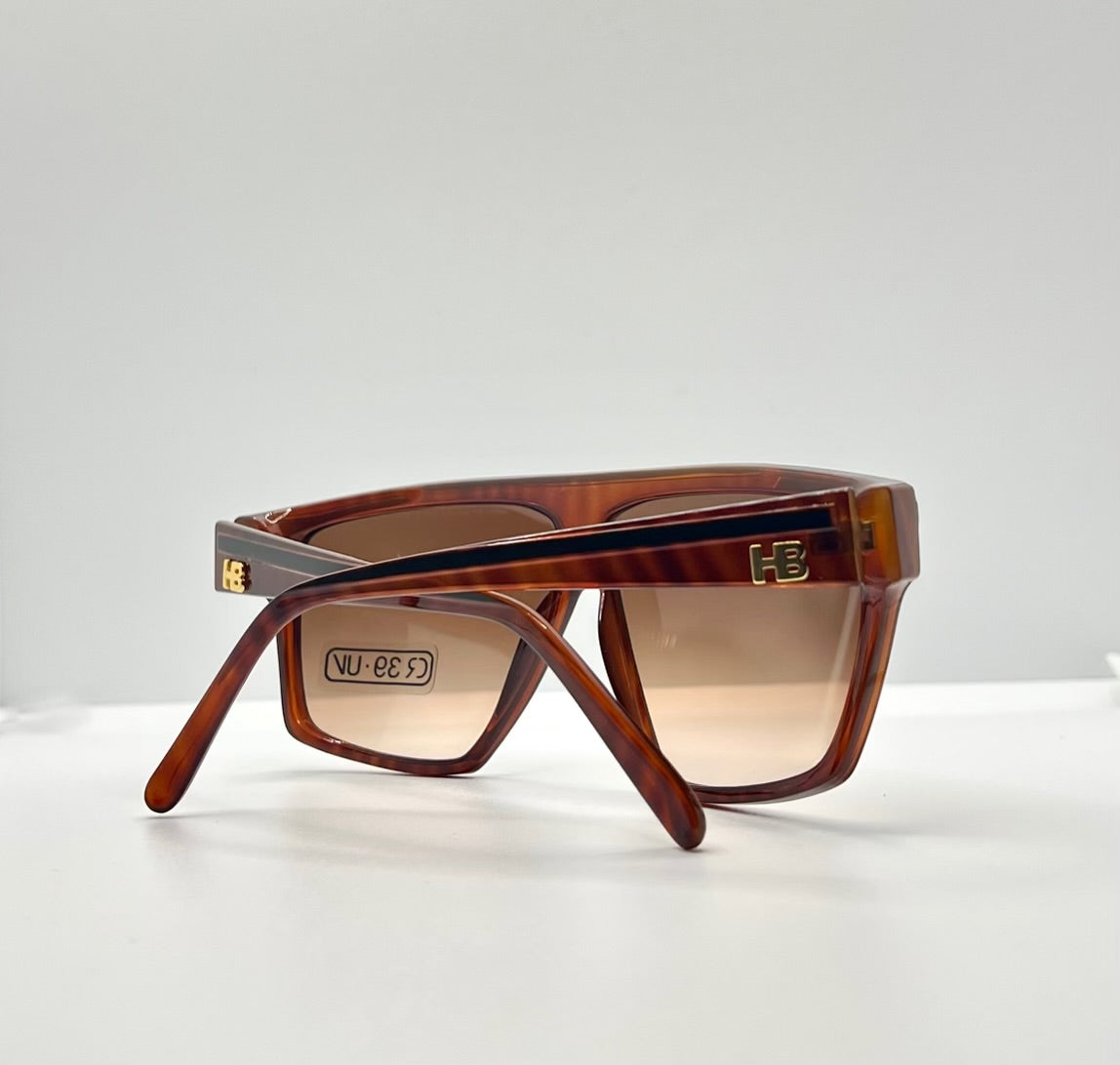 Vintage Harvé Benard 402 Sunglasses Italy K33 Cr39 Tortoise Shield 60Mm