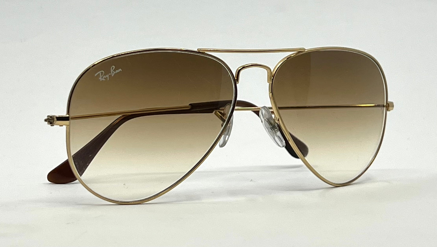 B&L Ray-Ban Large Metal Gold Aviator 58mm-w/New RB Gradient Lenses