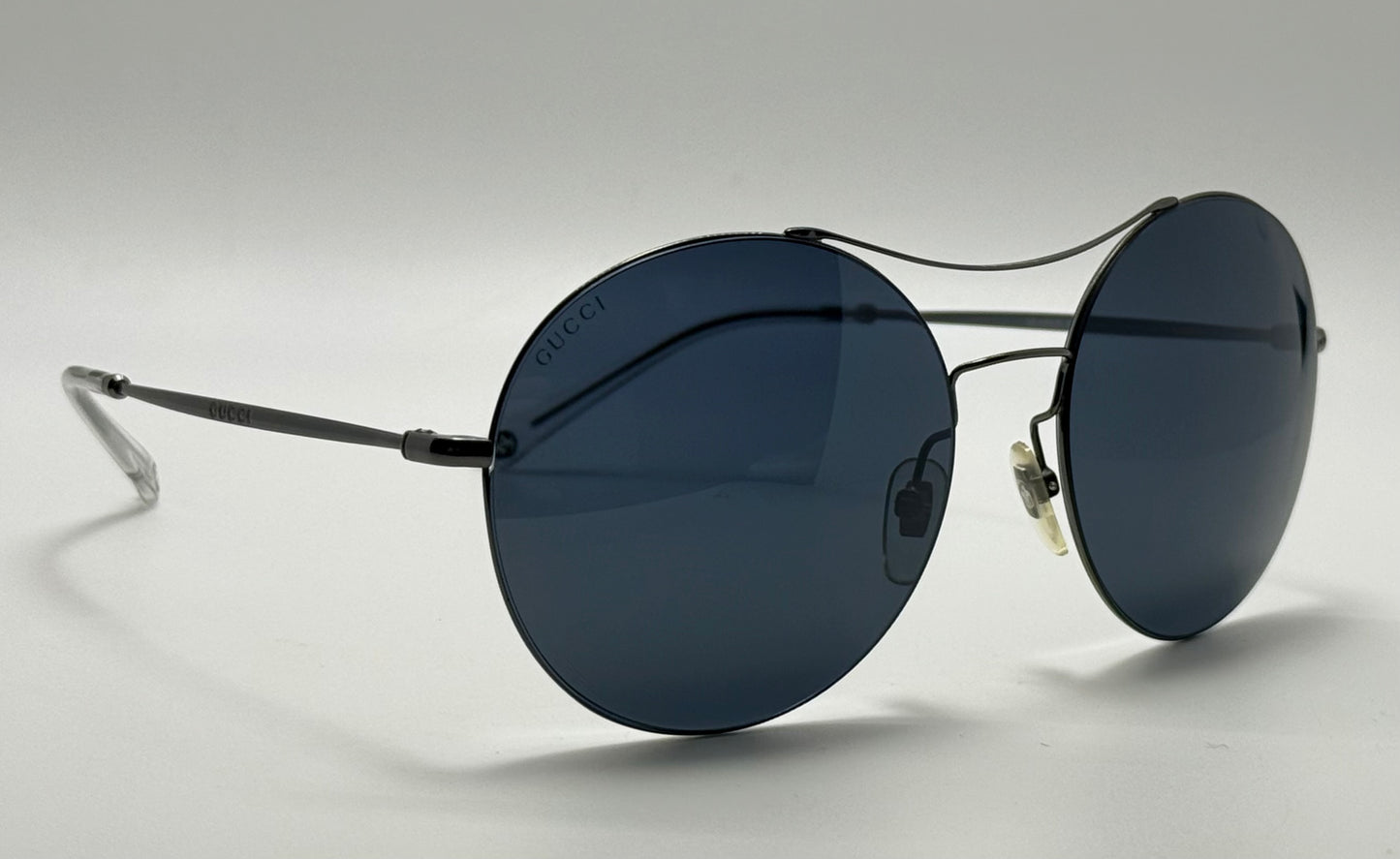 Gucci Gg 4252|S Kj14X Round Sunglasses-58Mm Matte Black-Blue Lens-Italy