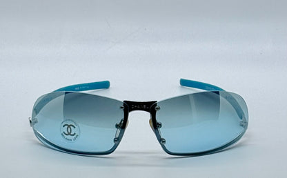 CHANEL C232-7H Rimless Shield Sunglasses Turquoise Melanin Lens-Deadstock
