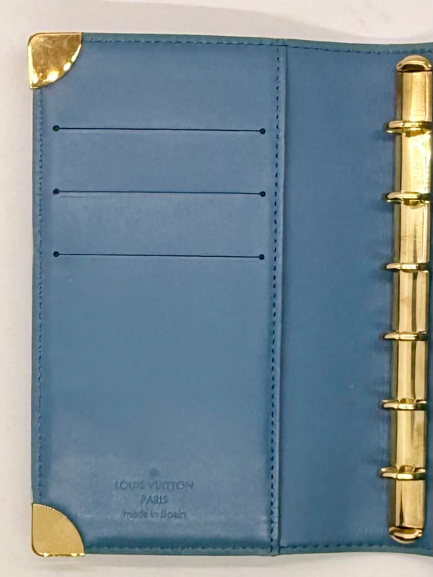 Louis Vuitton Taiga Agenda PM-Blue Leather-VINTAGE Organizer