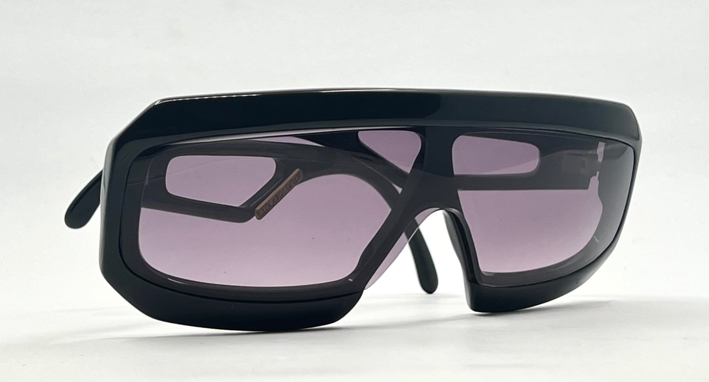 Claudia Carlotti Zenith CS-10 Vintage Shield Sunglasses Black/Gold Collector’s Cond