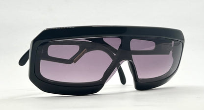 Claudia Carlotti Zenith CS-10 Vintage Shield Sunglasses Black/Gold Collector’s Cond