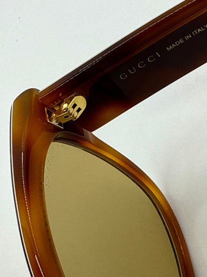 Gucci GG0059S 003 Amber Tortoise Geometric Sunglasses w/ Original Amber Lenses (Unworn)
