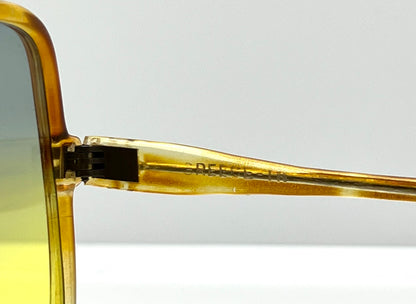 Greece Aviator Vintage Sunglasses-Transparent Amber Frame W|New, Custom Yellow Gradient Lenses-Pre-Owned