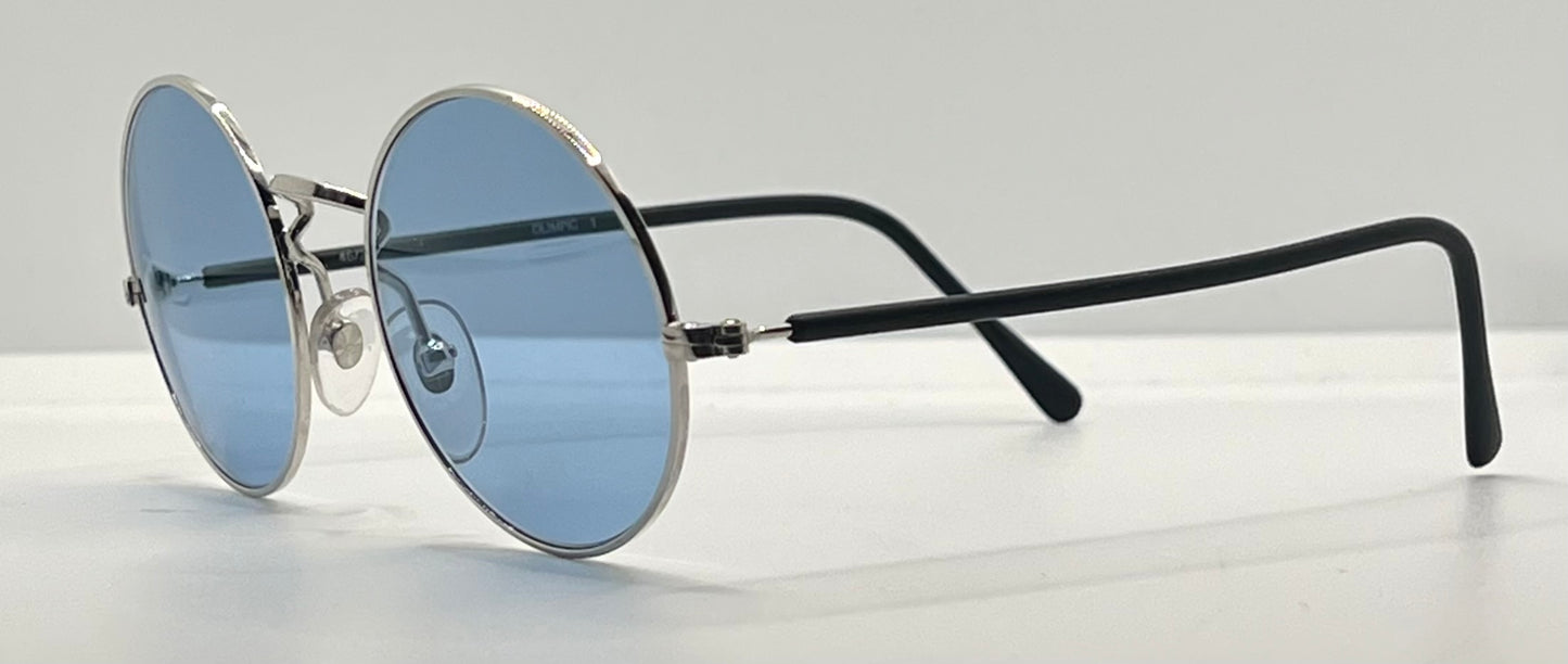 Armony- Olimpic 1 -Round Vintage Sunglasses w|New Sky Blue Custom Gradient Tinted Lenses
