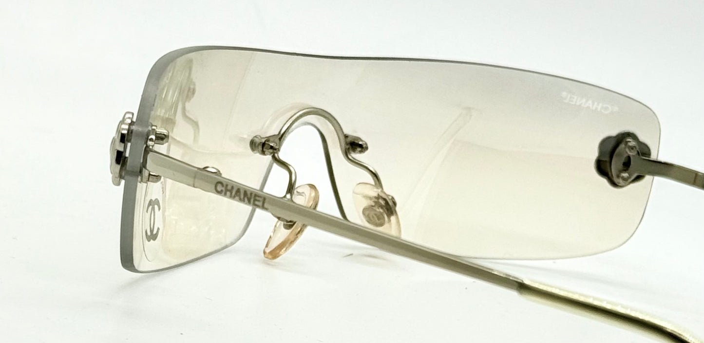 Chanel 4086 C.124|6Y Vintage Shield Sunglasses – Deadstock|Unworn-Camellia Silver