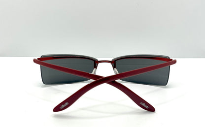Silhouette 8596 40 6128 Vintage Sunglasses-Red Rimless Wrap Shield-Deadstock