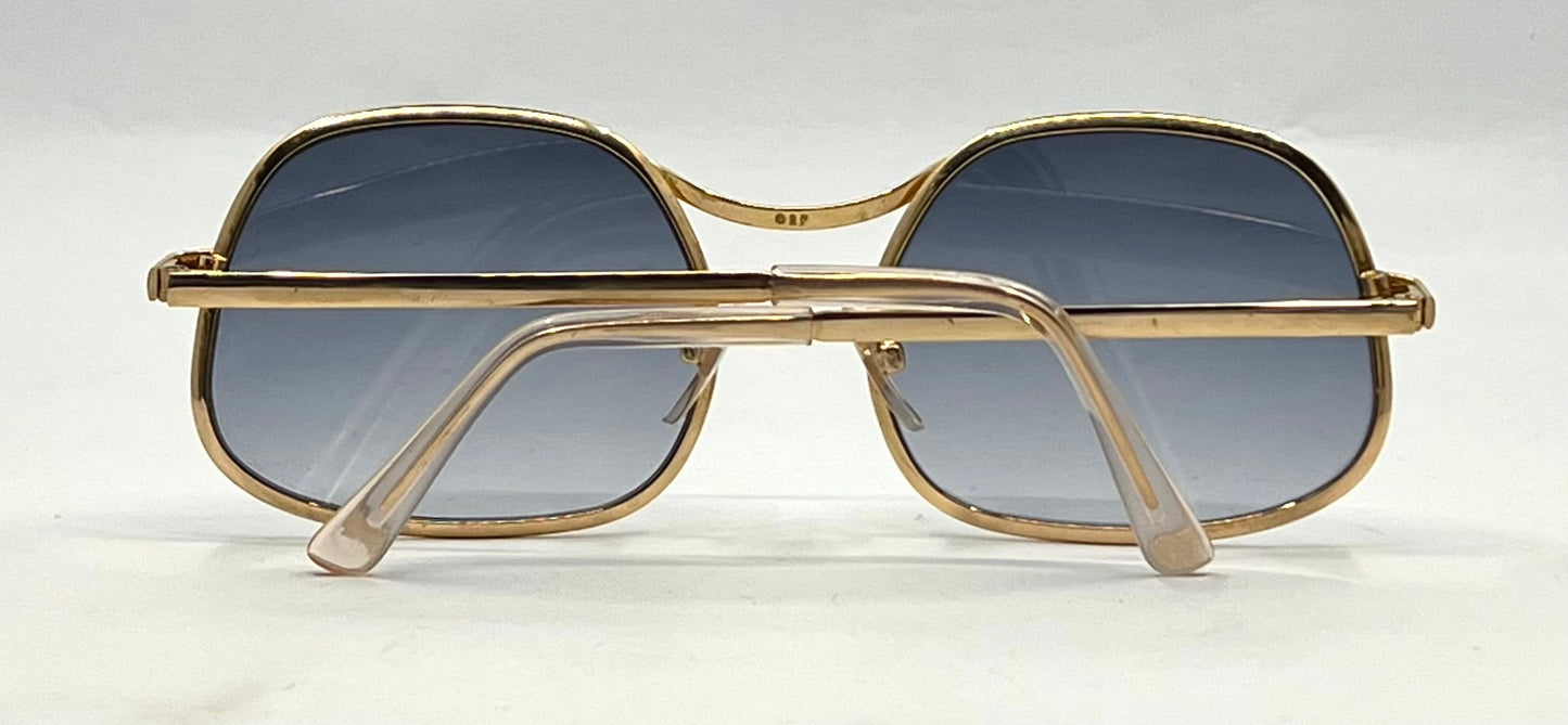 RPS Italy Gold Metal Vintage Sunglasses-New Blue Gradient Custom Tinted Lesnes