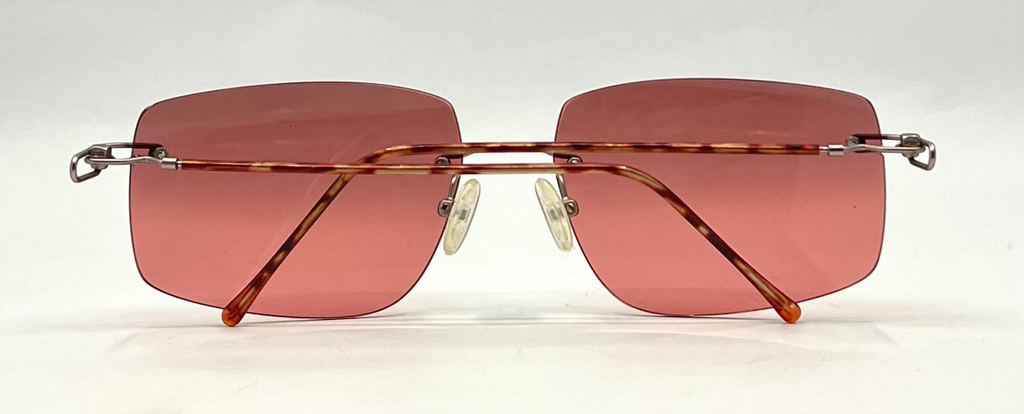 JBK 21.2-Rimless Italian Design Sunglasses-Rose Solid Tint Lens 46-20