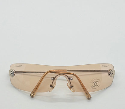 Chanel 4086 C.124|60 Silver Shield Rimless Sunglasses – Vintage Deadstock – Made In Italy