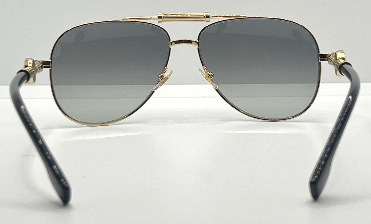 Versace 2236 1002|11 Gold Black Aviator Sunglasses Grey Gradient Made In Italy Nos