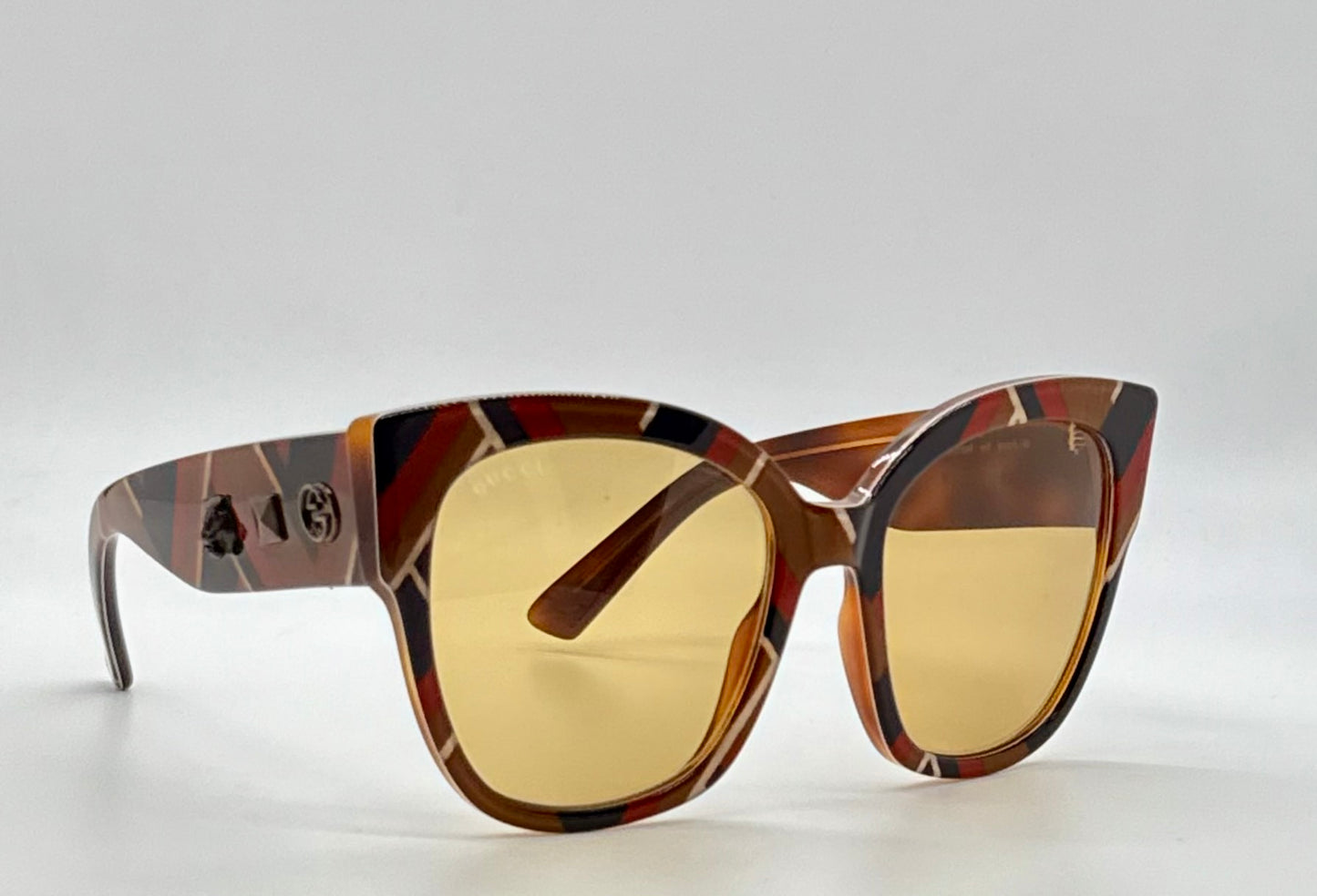 Gucci GG0059S 003 Amber Tortoise Geometric Sunglasses w/ Original Amber Lenses (Unworn)