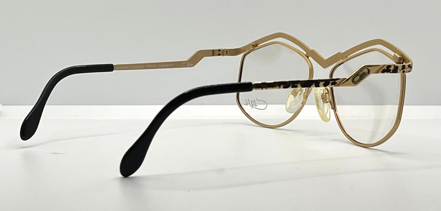 Cazal Mod 249 Col 413 Vintage Titanium Eyeglasses-Gold Leopard 57Mm-Unworn-Germany