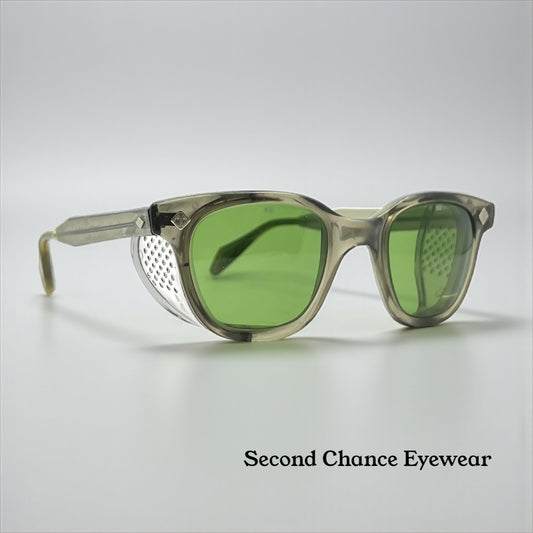 Bouton U-Fit-6 Z87 Safety Glasses USA-Original Green Mineral Glass Lenses-Vintage 1950s