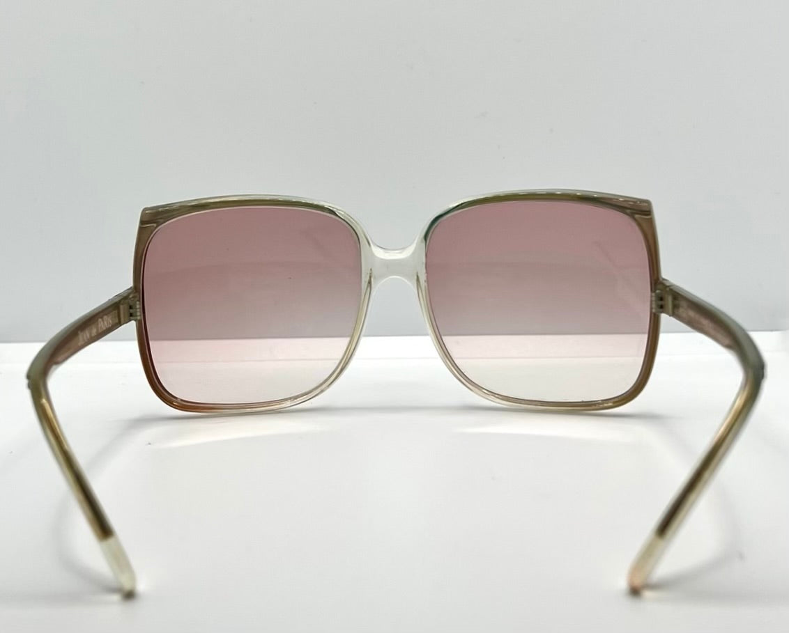 Jean De Paris 674|2 Vintage Sunglasses-Clear Frame Pink Lenses-France Nos