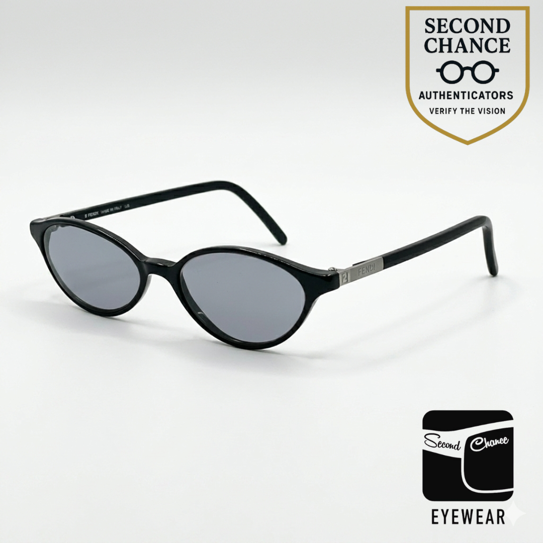 Fendi F92 Onyx-Oval Y2K Vintage Sunglasses-New Custom Grey Lenses