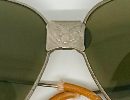 Vintage U.S. Military Esg Folding Aviator Sunglasses – Original Glass Lenses – Eagle Bridge Emblem