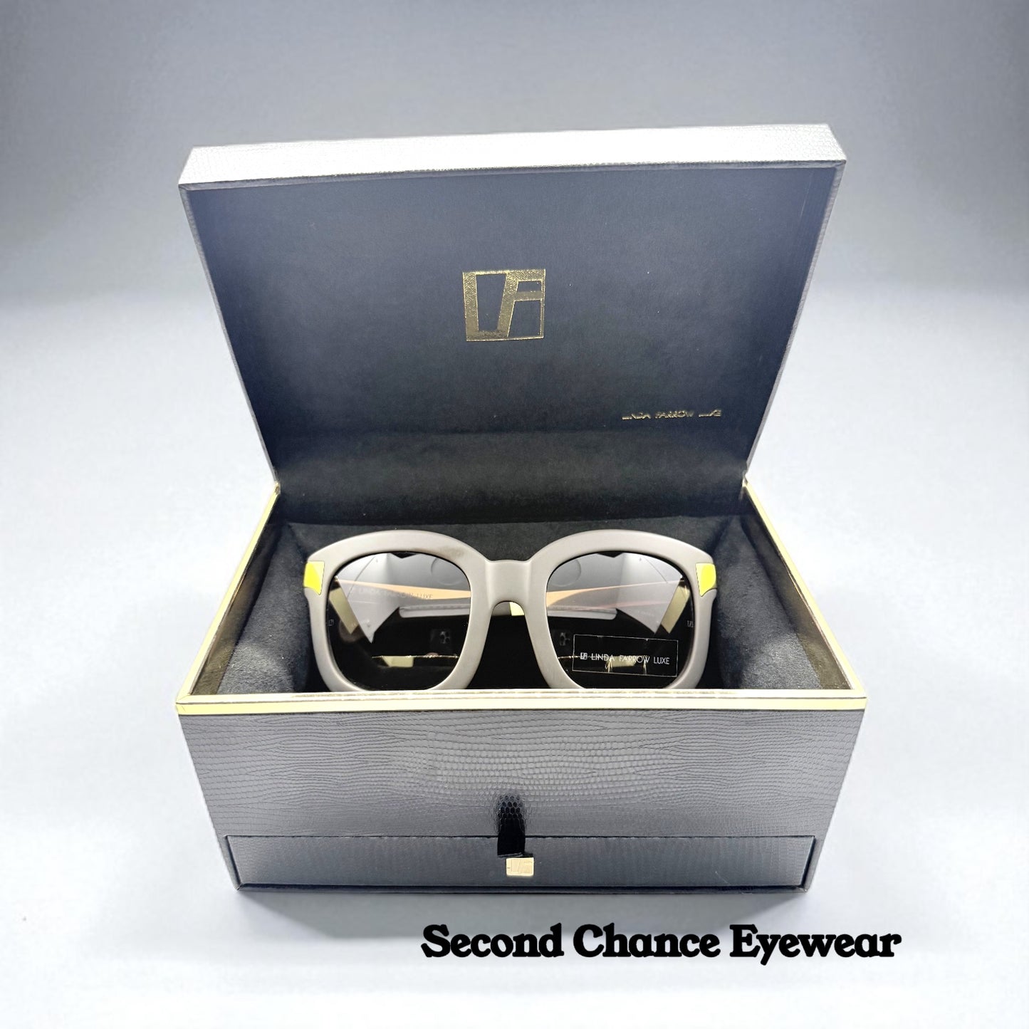 Linda Farrow Luxe Lfl|1|6 Grey Gold Oversized Sunglasses Japan Deadstock Kit