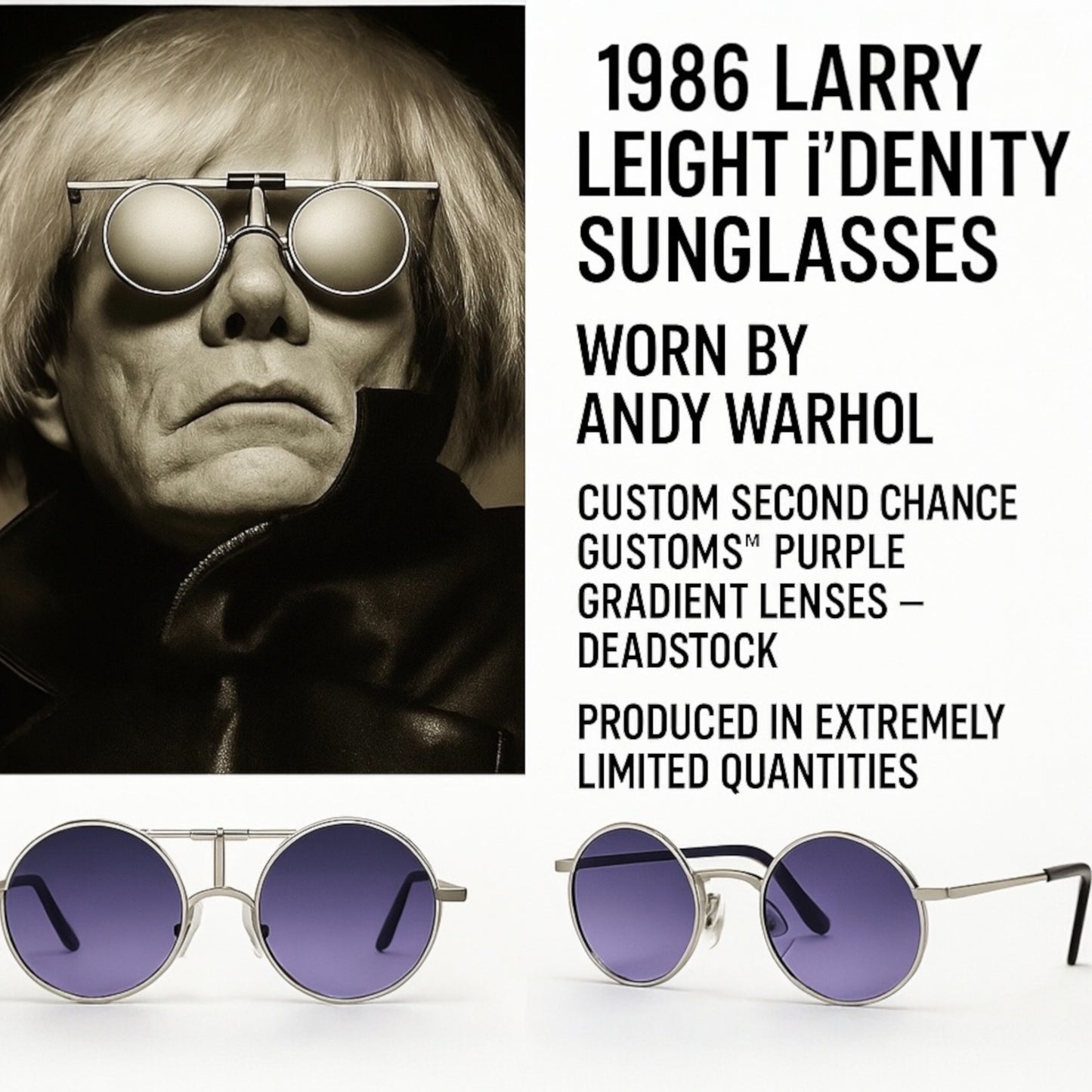 The 1986 Larry Leight I’Dentity Sunglasses-Rare Early Oliver Peoples History-Warhol Linked Design