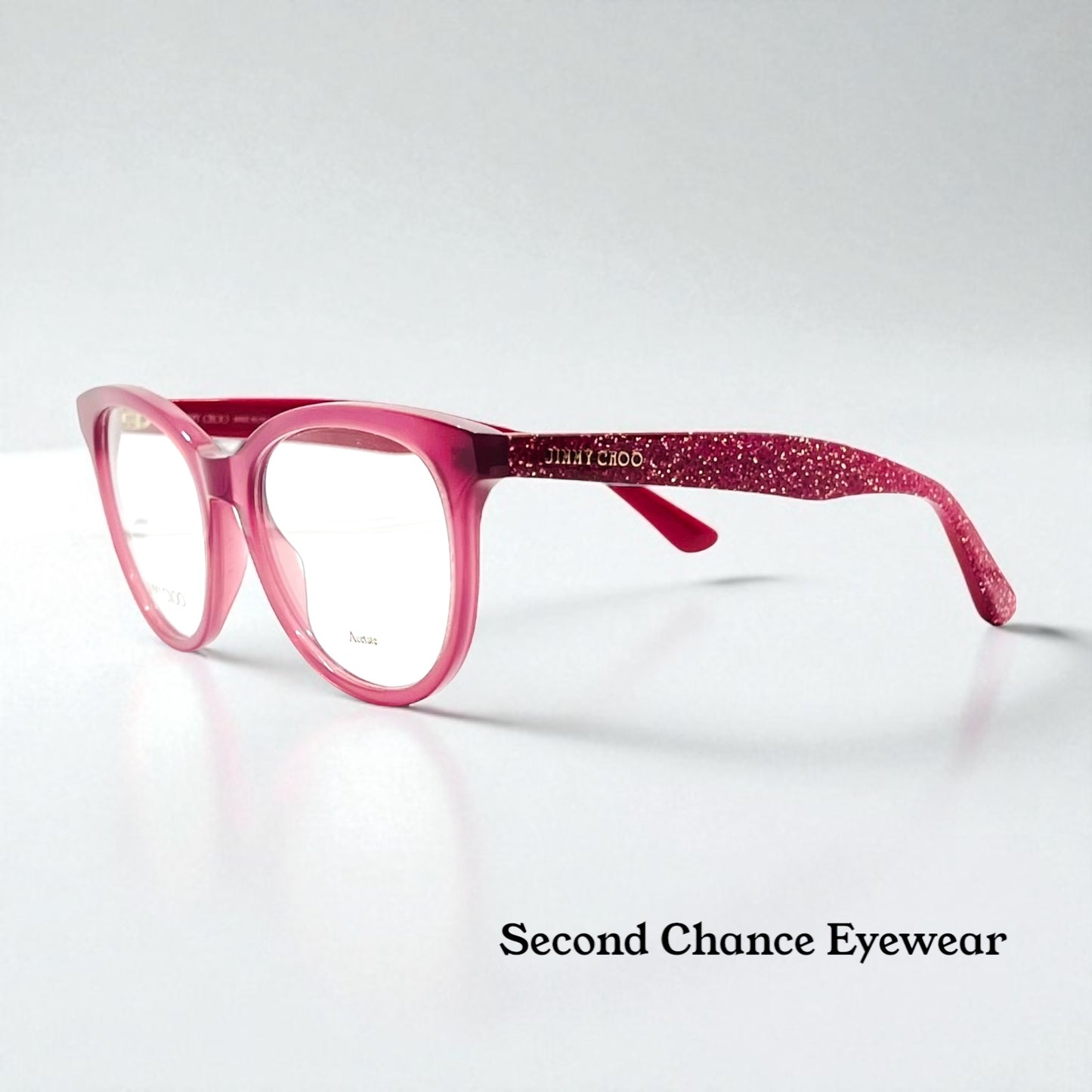 Jimmy Choo Jc205 Qho Pink Glitter Eyeglasses-New-Unworn-Italy-47Mm