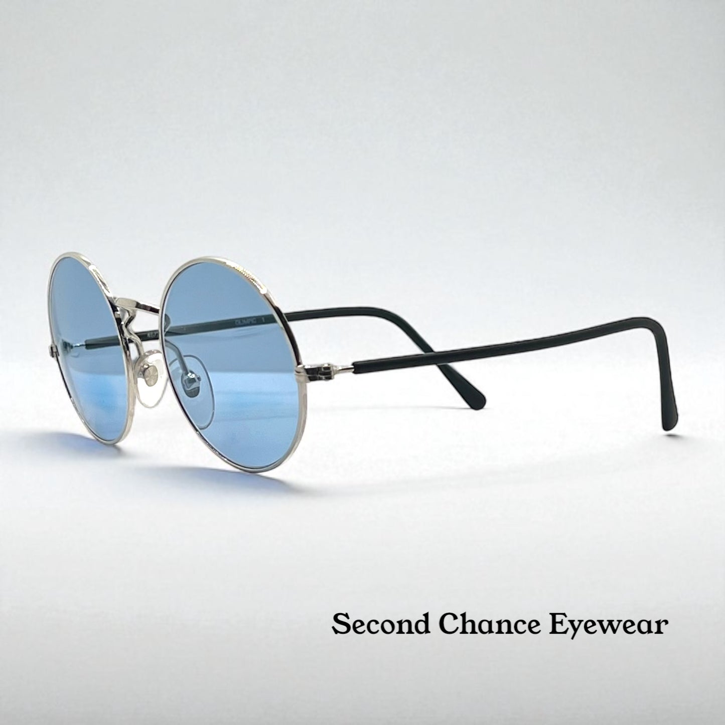 Armony- Olimpic 1 -Round Vintage Sunglasses w|New Sky Blue Custom Gradient Tinted Lenses