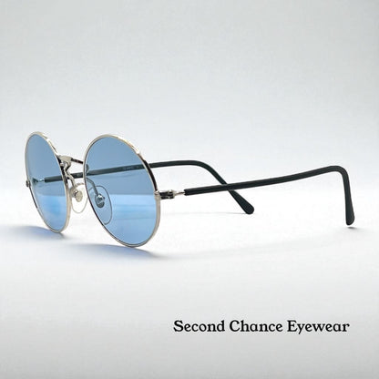 Armony- Olimpic 1 -Round Vintage Sunglasses w|New Sky Blue Custom Gradient Tinted Lenses