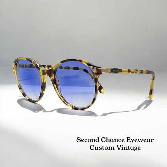 Yves Saint Laurent 5023 Y822 Sunglasses w|New, Custom Blue Gradient Lenses-Vintage Deadstock
