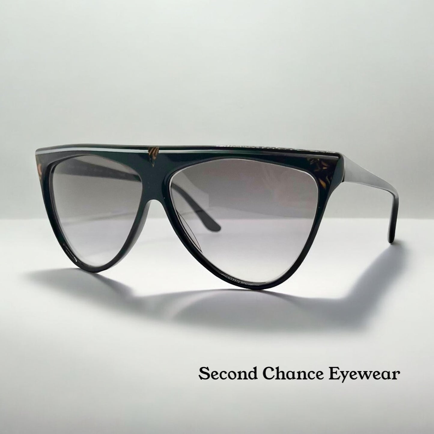 Christian De Rozi – Handmade Vt-Brown Pearl Cat-Eye Sunglasses-Deadstock-Original Gradient Lenses-Vintage