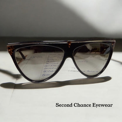 Christian De Rozi – Handmade Vt-Brown Pearl Cat-Eye Sunglasses-Deadstock-Original Gradient Lenses-Vintage