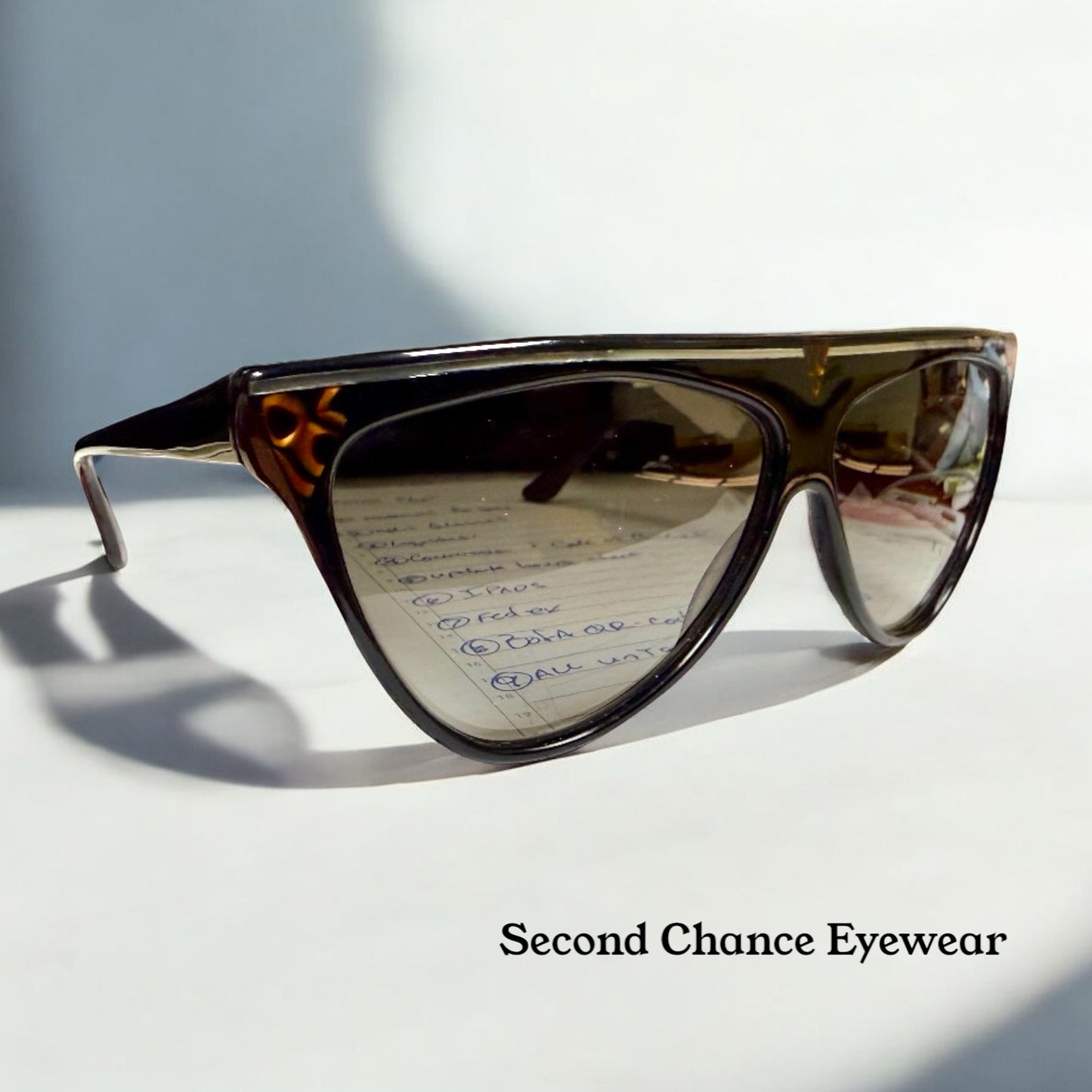 Christian De Rozi – Handmade Vt-Brown Pearl Cat-Eye Sunglasses-Deadstock-Original Gradient Lenses-Vintage