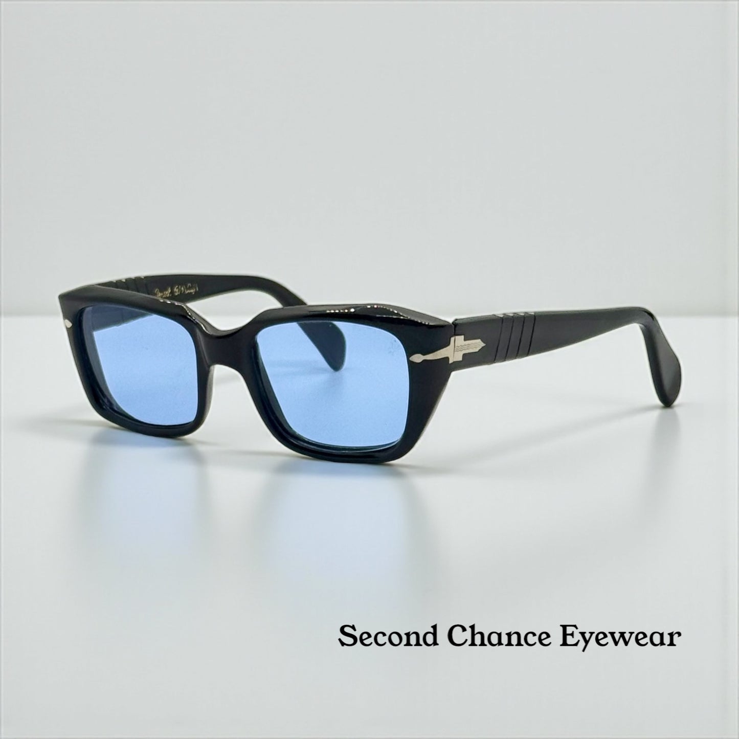 Persol 6156-Arabic Export-Blue Mineral Glass-Vintage 1940s-Deadstock-Rare